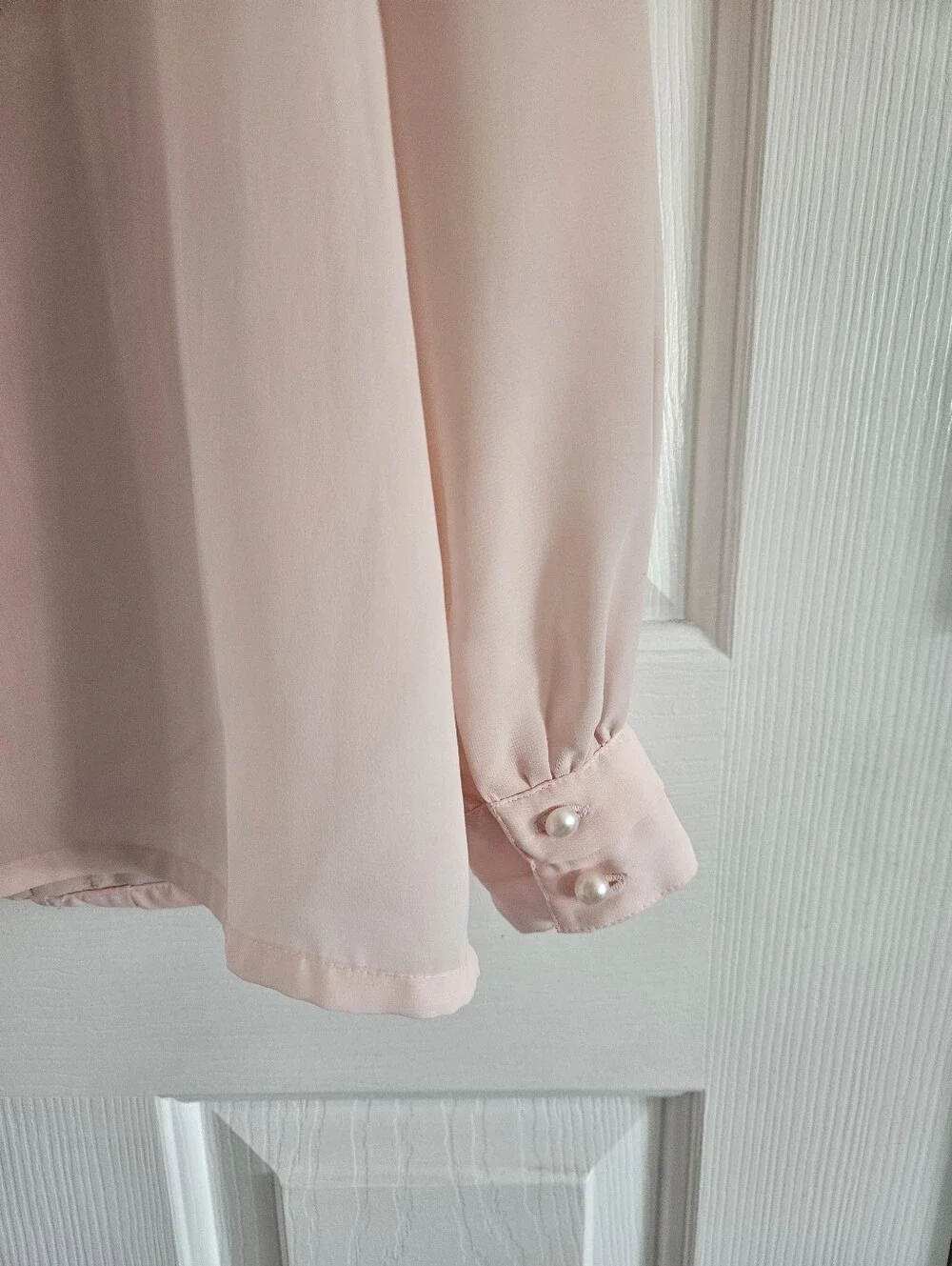 Vintage La Blouse Soft Pink Pleated Button Front Blouse Top - Picture 10 of 11